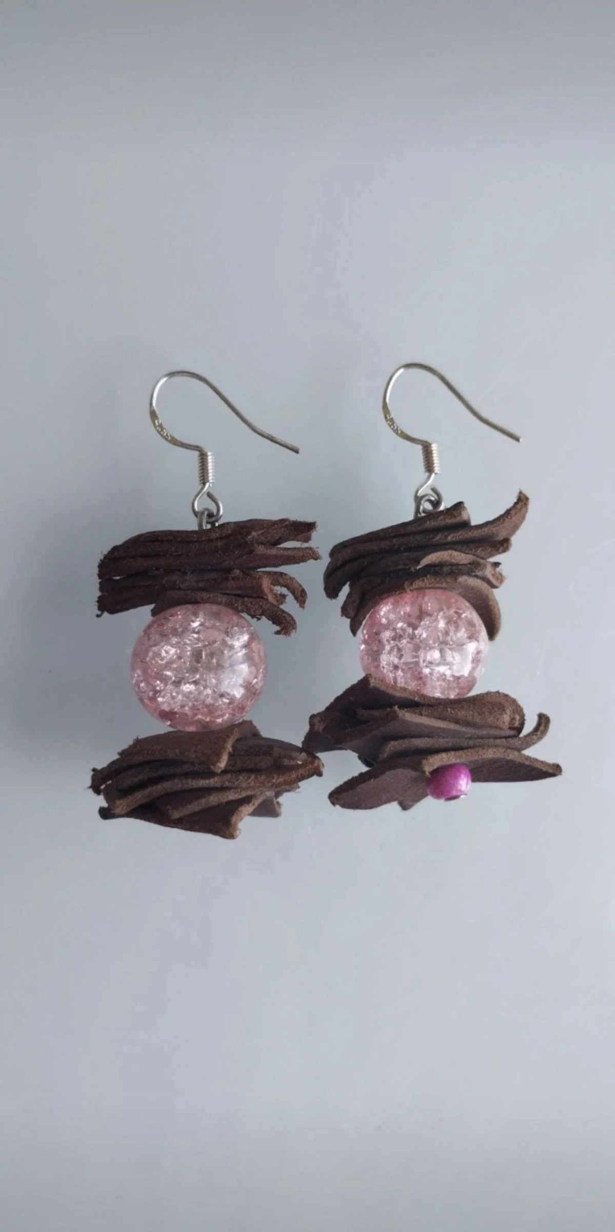 💖🐂Lindos Pendientes de Cristal y Cuero🐂💖
